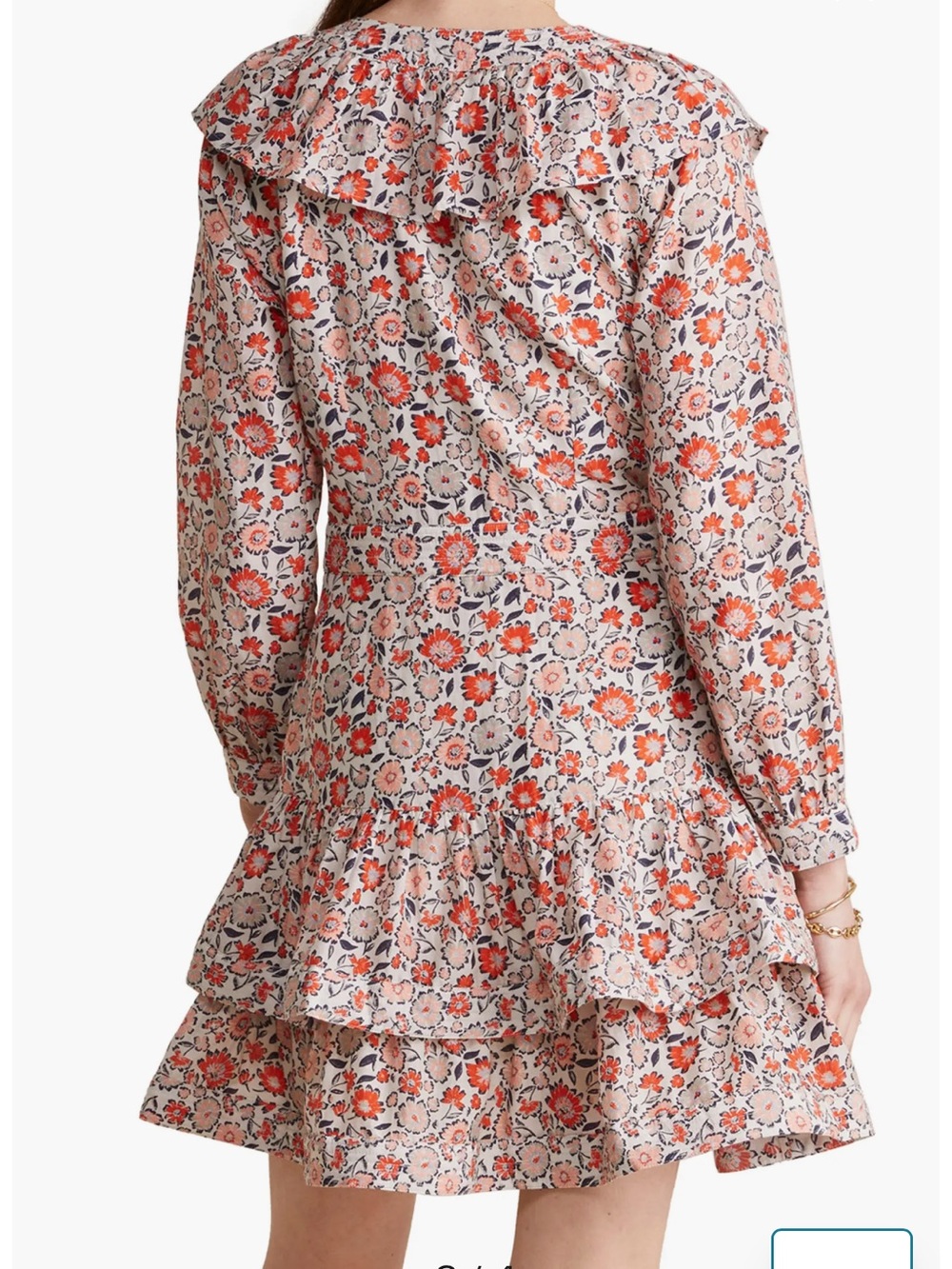Vineyard Vines Coral and Cream Floral Ruffle Tiered Mini - Picture 4 of 10